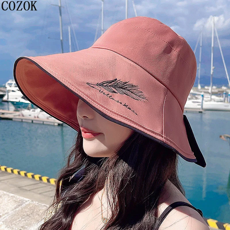 Latest Chapeau Femme Luxe Fashion Trend Summer Beach Praia Sombreros Cover Your Face When You Travel Bucket Hat Fascinator Muts