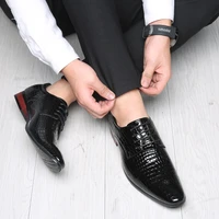 men formal leather shoes men leather shoes pu pointed toe breathable wear resistant waterproof non slip solid color leather