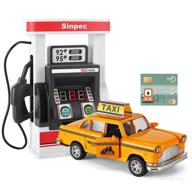

Y4UD Gas Station Toy Kids Pump Toy Plays Pretend Set Playset Early Educational Toy