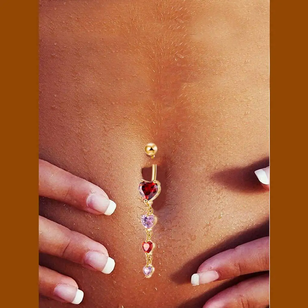 Кулон в форме сердца циркониевые пупки пупка кольца из нержавеющей стали