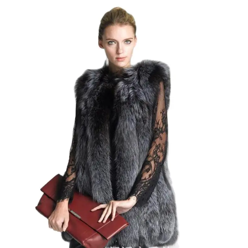 

Женский утепленный жилет из искусственного лисьего меха, на осень/зиму