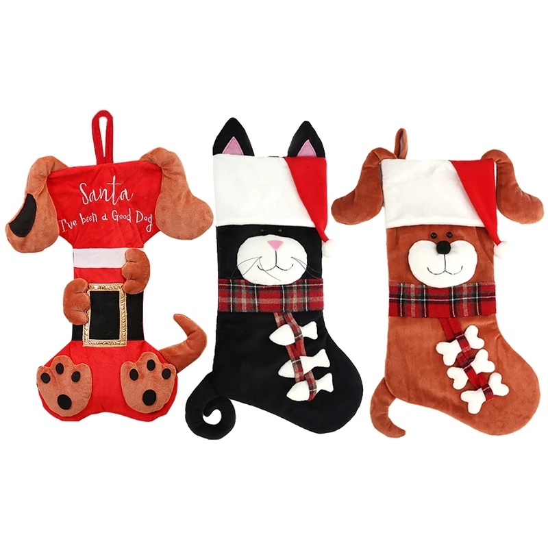 

Home Decorations Cartoon Cat Dog Candy Bag Soft Texture Christmas Tree Pendant Three-dimensional Animal Socks Dropship