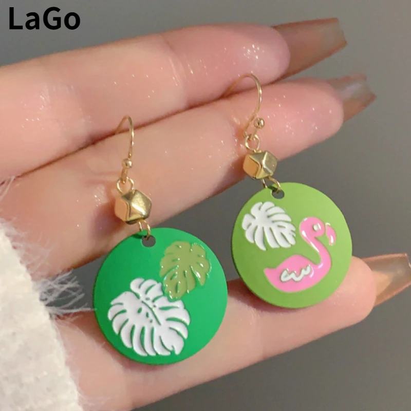 

Modern Jewelry 2023 Trend New Sweet Korean Temperament Splicing Color Asymmetrical Earrings For Women Accessories Gifts Hot Sale