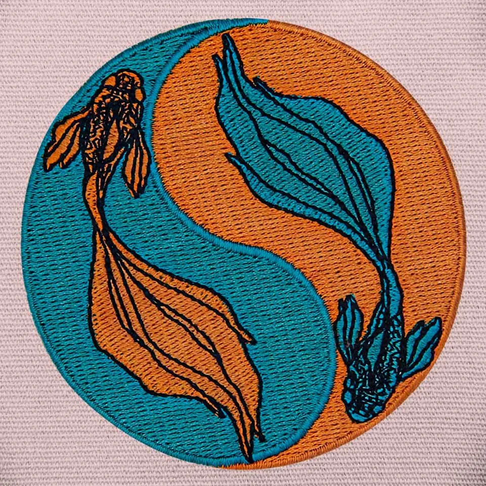 Embird Ying Yang Koi вышитая аппликация с помощью утюга нашивка эмблемой