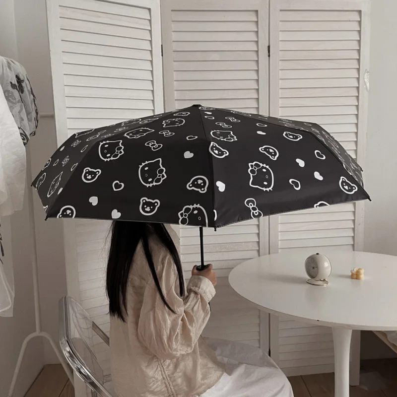 Полностью автоматический зонт для женщин черный цвет защита от дождя солнца