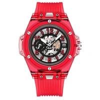 fashion luxury watch for men quartz calendar transparent case watches waterproof wristwatch male clock hombre relogio masculino