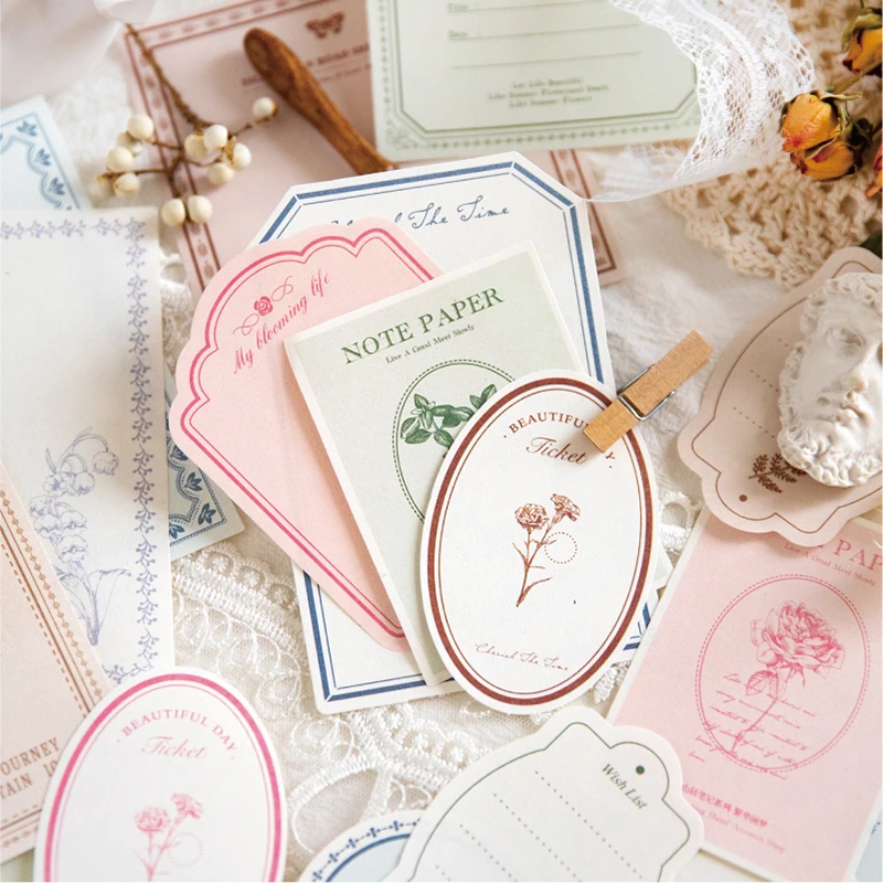 

104Pcs Material Bag Notebooks Border Messages artistic Decorative White Moon Package Notes Memo Pad Supplies 110*155mm