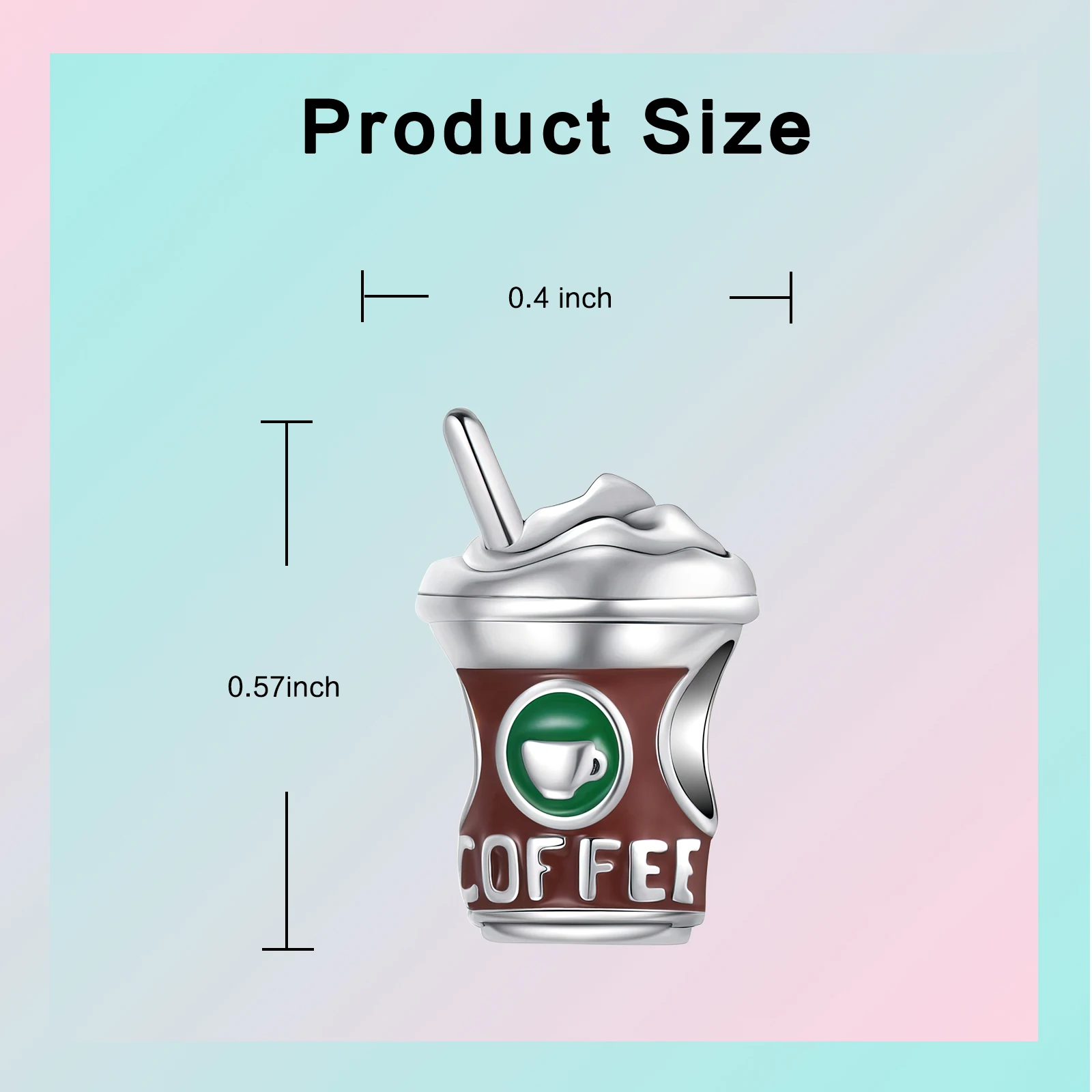 Стерлингового серебра 925 пробы кофейные чашки кулон с мороженым подвеска