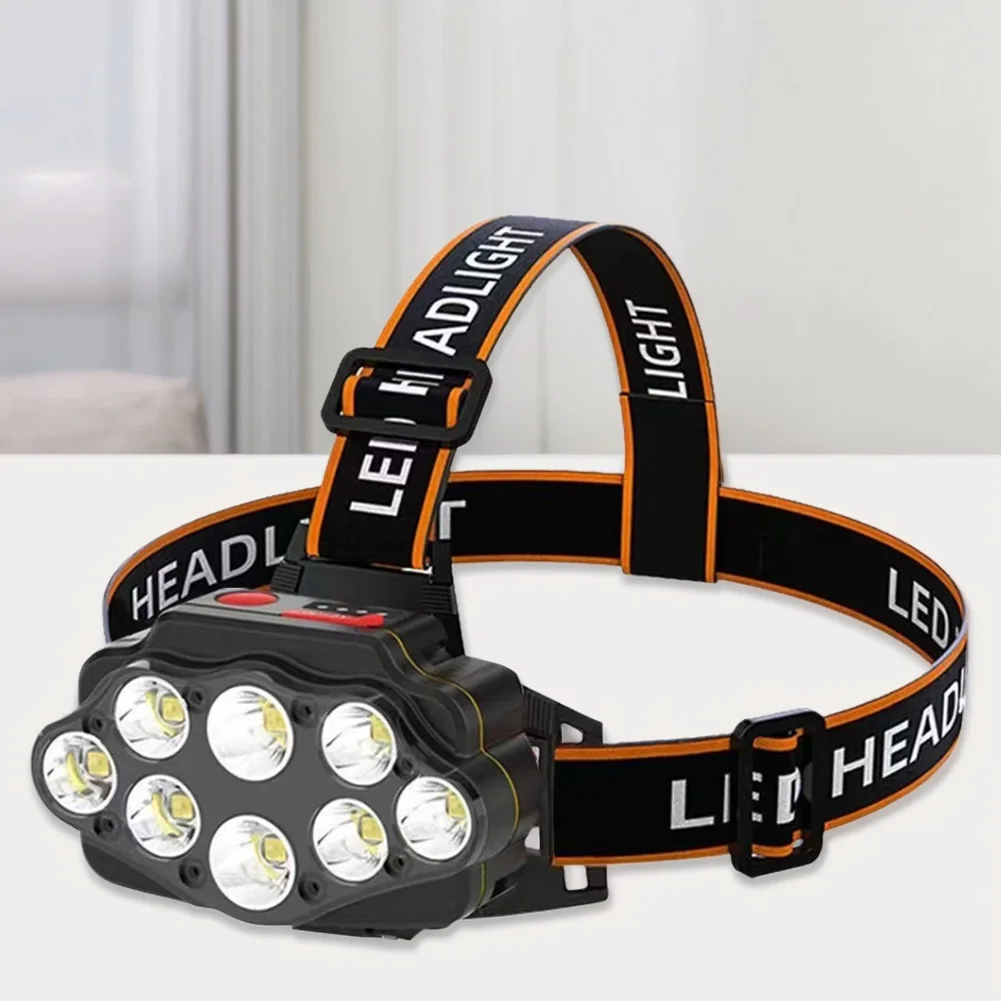 8LED яркий налобный фонарь перезаряжаемый через USB походный поисковый светильник