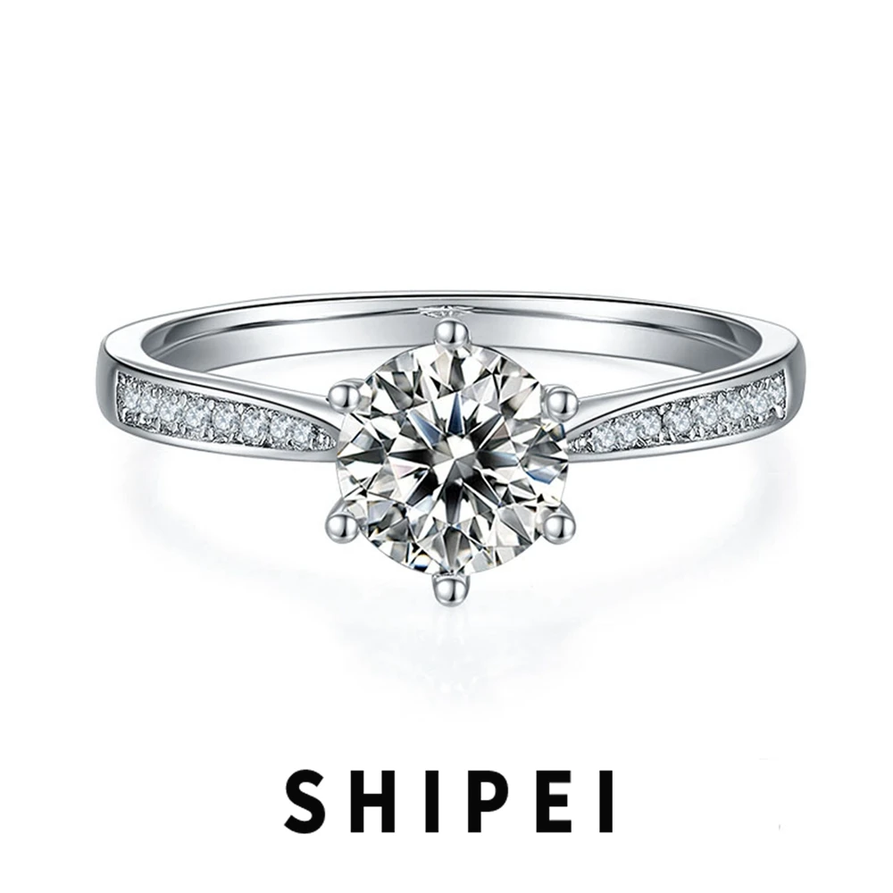 

SHIPEI 6,5 мм D Муассанит бриллиант классическое кольцо Изящные Ювелирные изделия для помолвки вечность 925 пробы Серебряный Подарок на годовщину Размер 4,5-9