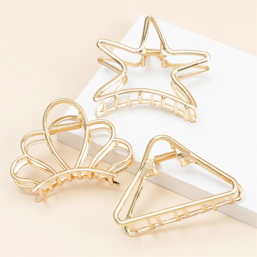 

Women Special Starfish Shell Dolphin Hair Claw Girls Clamps Fashion Metal Geometric Hair Crab Cross Clips Hairpin Accessories