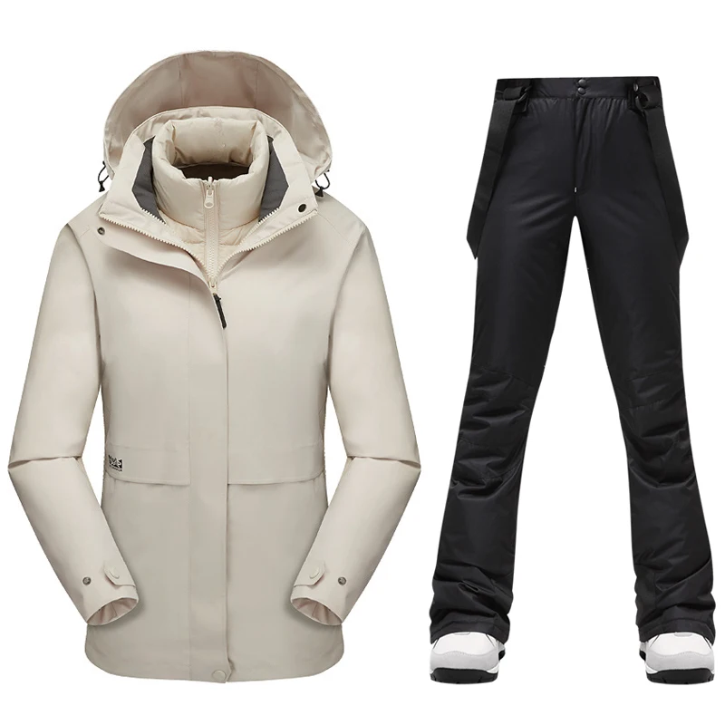 2022 Warm Ski Suit Winter Men Women Windproof Waterproof Thicken Down Jacket and Snow Pant Male Skiing Costumes Ski Equipment