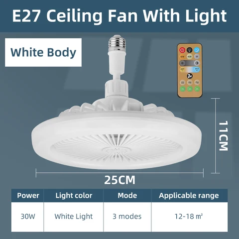 Умный потолочный вентилятор E27, тихий потолочный вентилятор, лампа с дистанционным управлением, вентилятор 86-265 в, универсальная лампа, освещение для спальни, гостиной