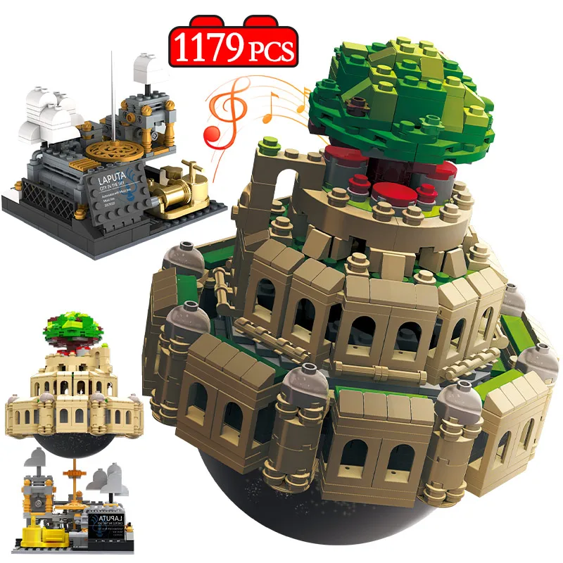 

1179Pcs Sky City Castle Street View Model Building Blocks Music Box MOC Brick Educational Toys for Children Gifts