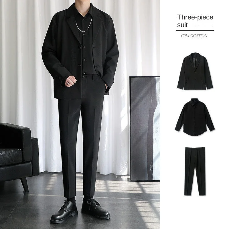 Autumn Men's Suit Trendy Slim Pants Men's Casual Pants Korean Fashion Loose Small Blazer Men's Clothing Designer Clothing S-3XL
