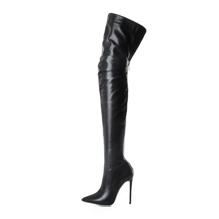 Black High Heels Women Thigh High Boots 2023 New Fashion Big Size 46 Over The Knee Boots Back Zip Sexy Long Boots Lady Shoes