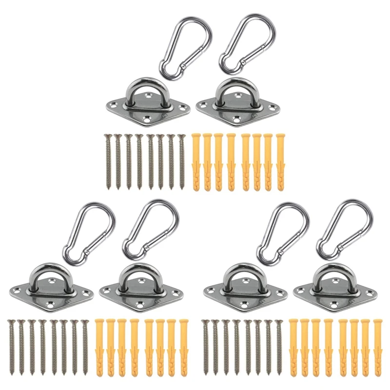 

3X Heavy Duty Hammock Hanging Kit Eye Plates Ceiling Wall Mount Anchor Hooks Hanger For Hammock Swing Chair