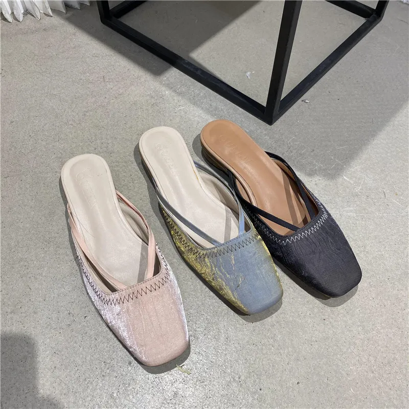 

Sandalias Verano Mujer; Коллекция 2023 года; Лоферы; Шлепанцы на низком каблуке без застежки; Модные женские уличные мюли; Женские босоножки; Zapatos Mujer