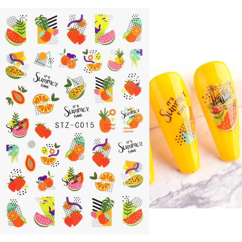 Наклейка для ногтей в виде фруктов папайя и питайя летние 3D тропические Слайдеры