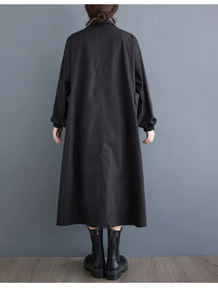 Женская Длинная свободная рубашка-трапеция Повседневная плиссированная куртка