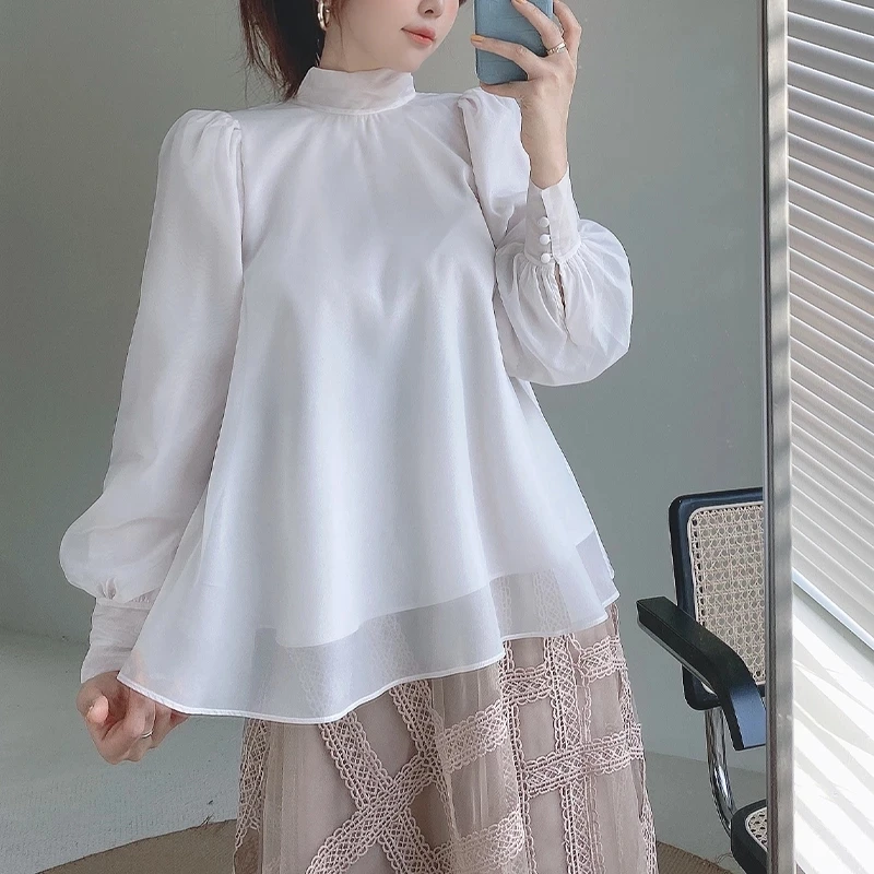 Свободная блузка Komiyama с круглым вырезом и бантом Женская Весенняя шикарная в