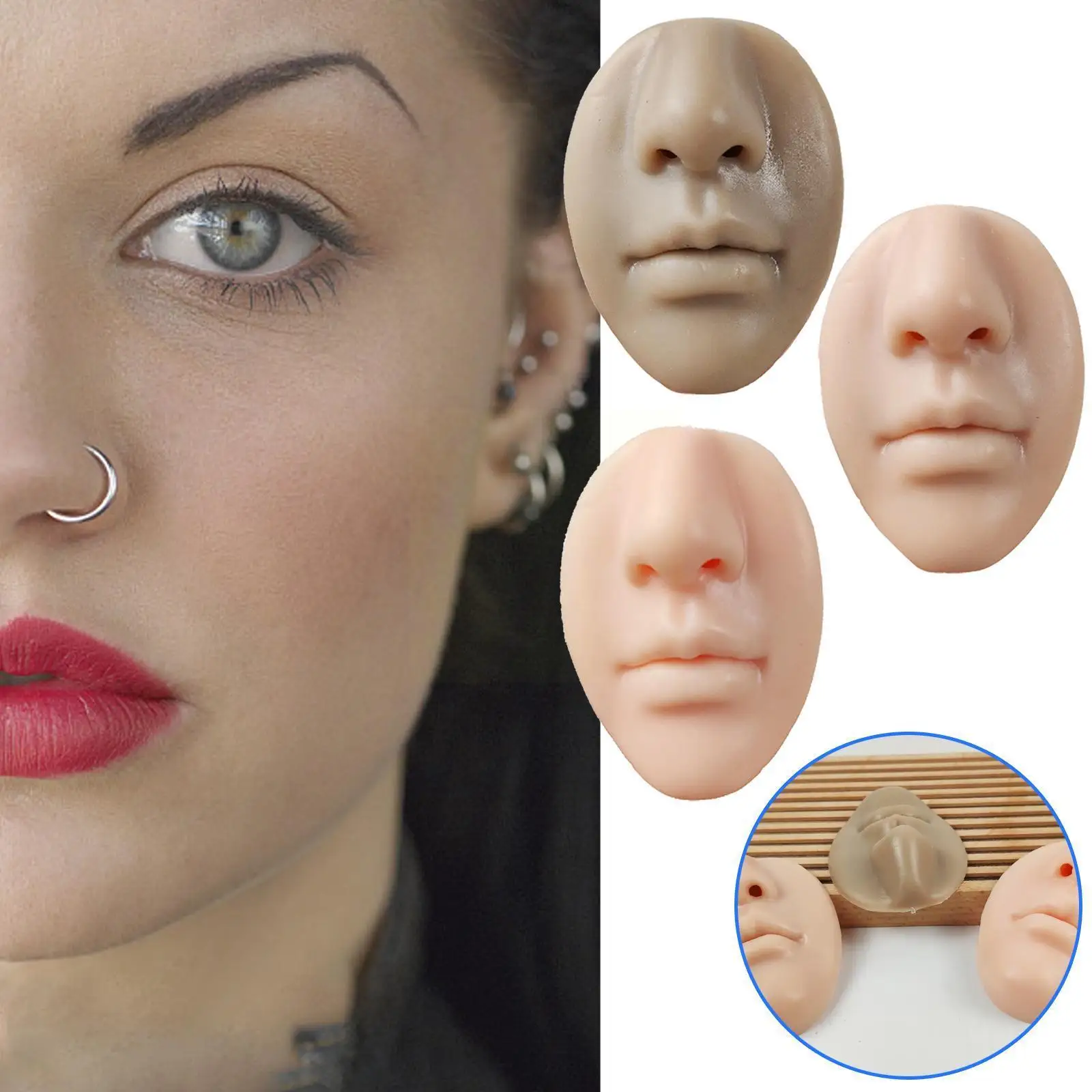 

Reusable 5D Silicone Practice Lips Face Skin Lip Block For Makeup Beginner Training Tattoo Permanent Nose Stud Display Stan Y6R8