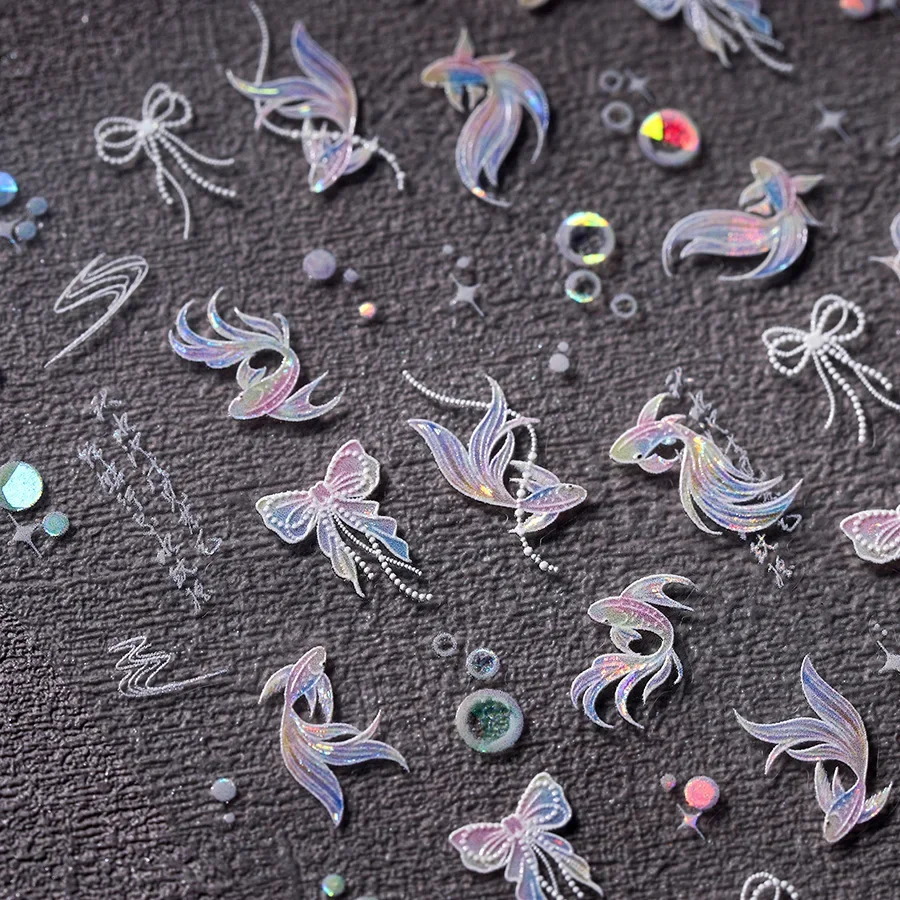 Китайские блестящие фиолетовые пузырьки воды кои бант галстук звезды клейкие