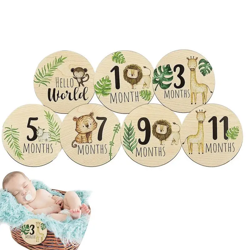 

Baby Milestone Cards 7 PCS Baby Monthly Milestone Cards Sign Pregnancy Journey Sign Double Sided Round Photo Prop Discs For Baby