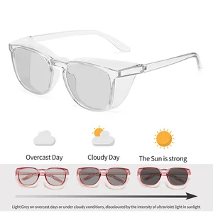Square Discoloration Polarized Sunglasses Anti-allergy Anti Fog Anti Blue Light Protective Glasses W