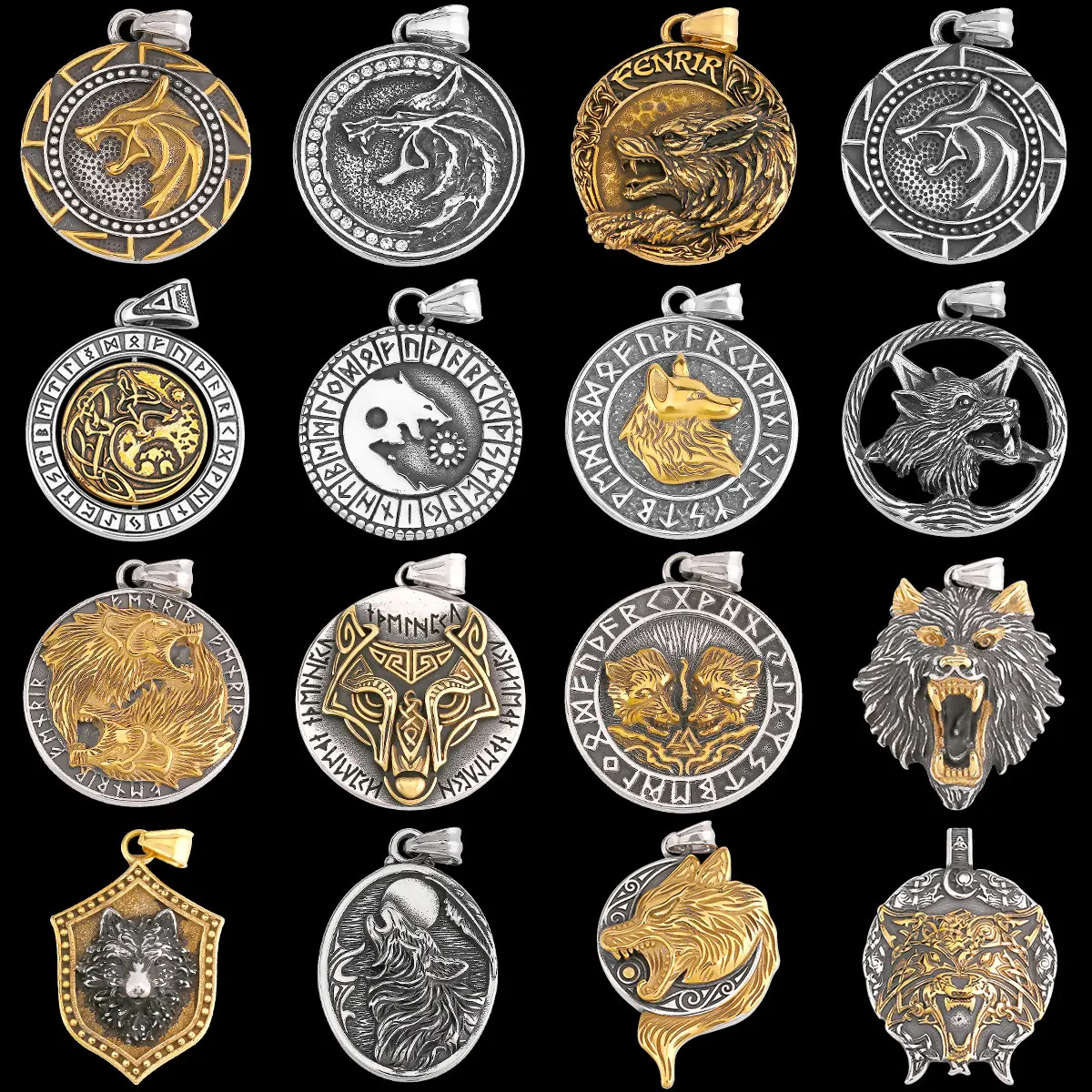 

Viking Wolf Odin Rune Necklace Men's All Kinds of Nordic Animal Pendants Stainless Steel Fashion Vintage Jewelry Gifts Wholesale