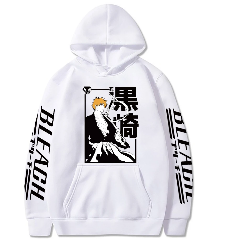 

Anime Bleach Hooded Kurosaki Ichigo Printed Hoodies Hip Hop Streetwear Sweatshirts for Men Harajuku Casual Pullover Y2K Clothes