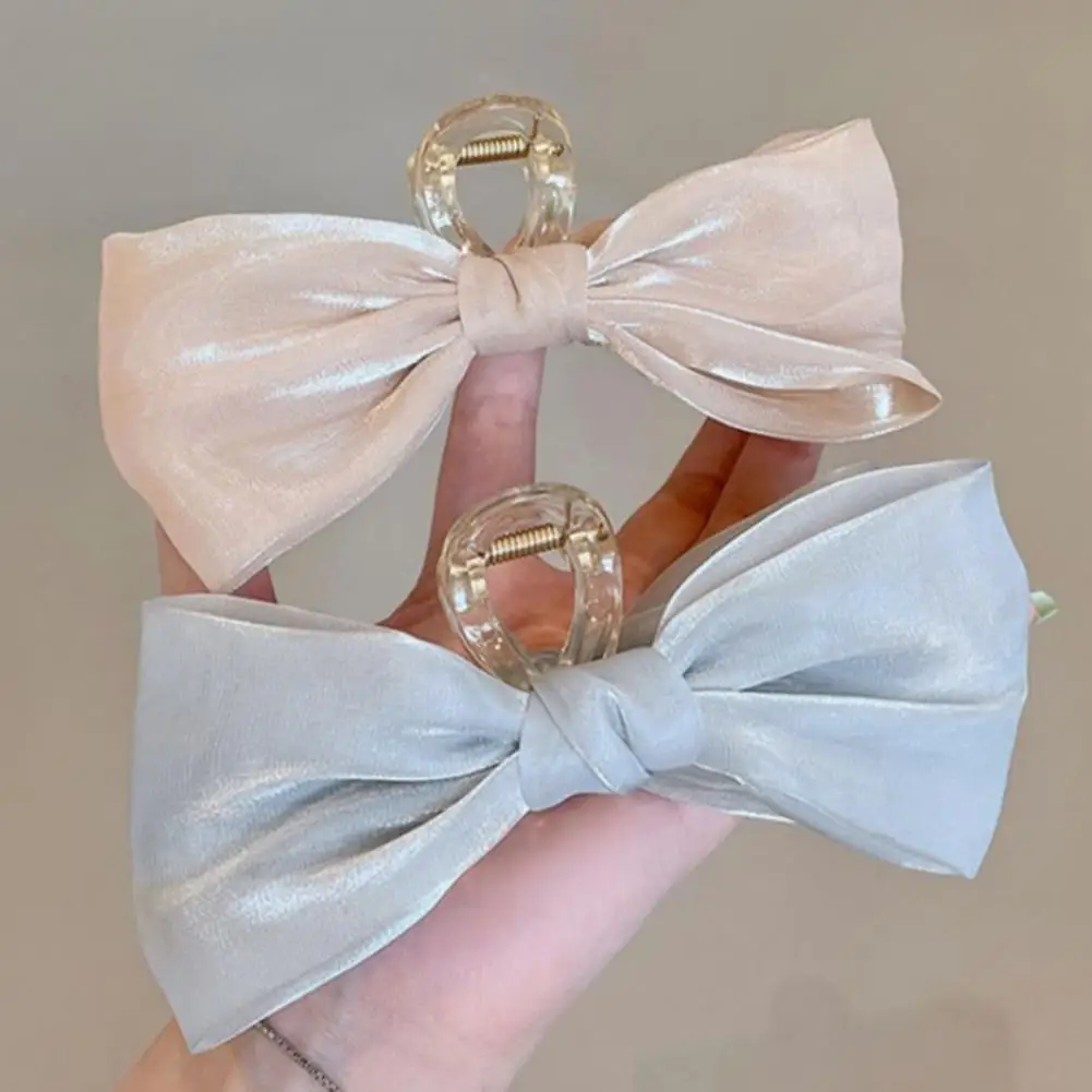 

Classic Women Bowknot Decor Big Hair Clip Bath Hair Claw Bright Color Practical