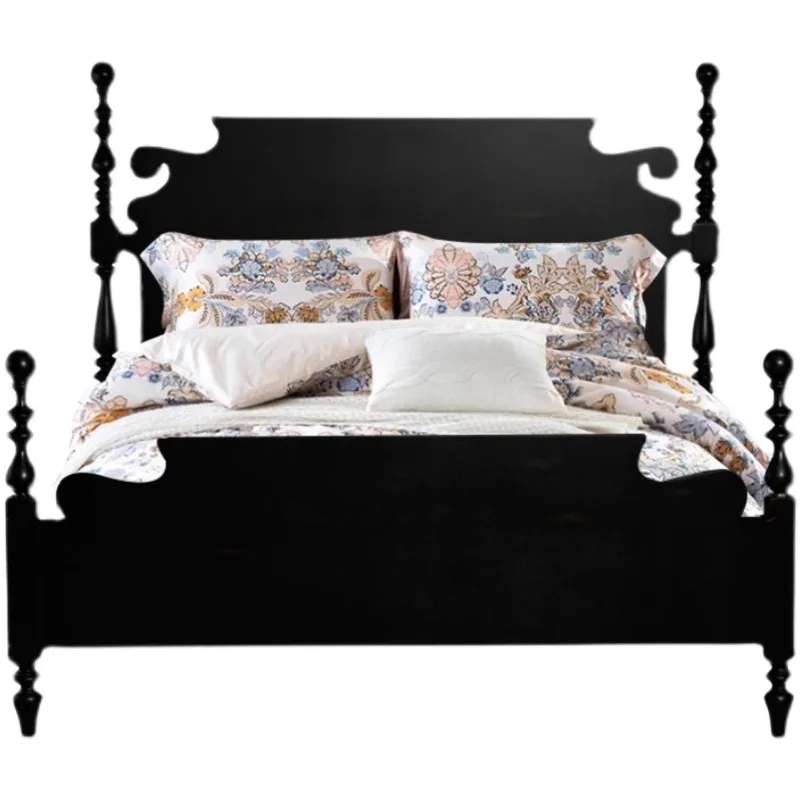 Кровать в стиле ретро из цельного дерева американском белая черная Quincy короткая