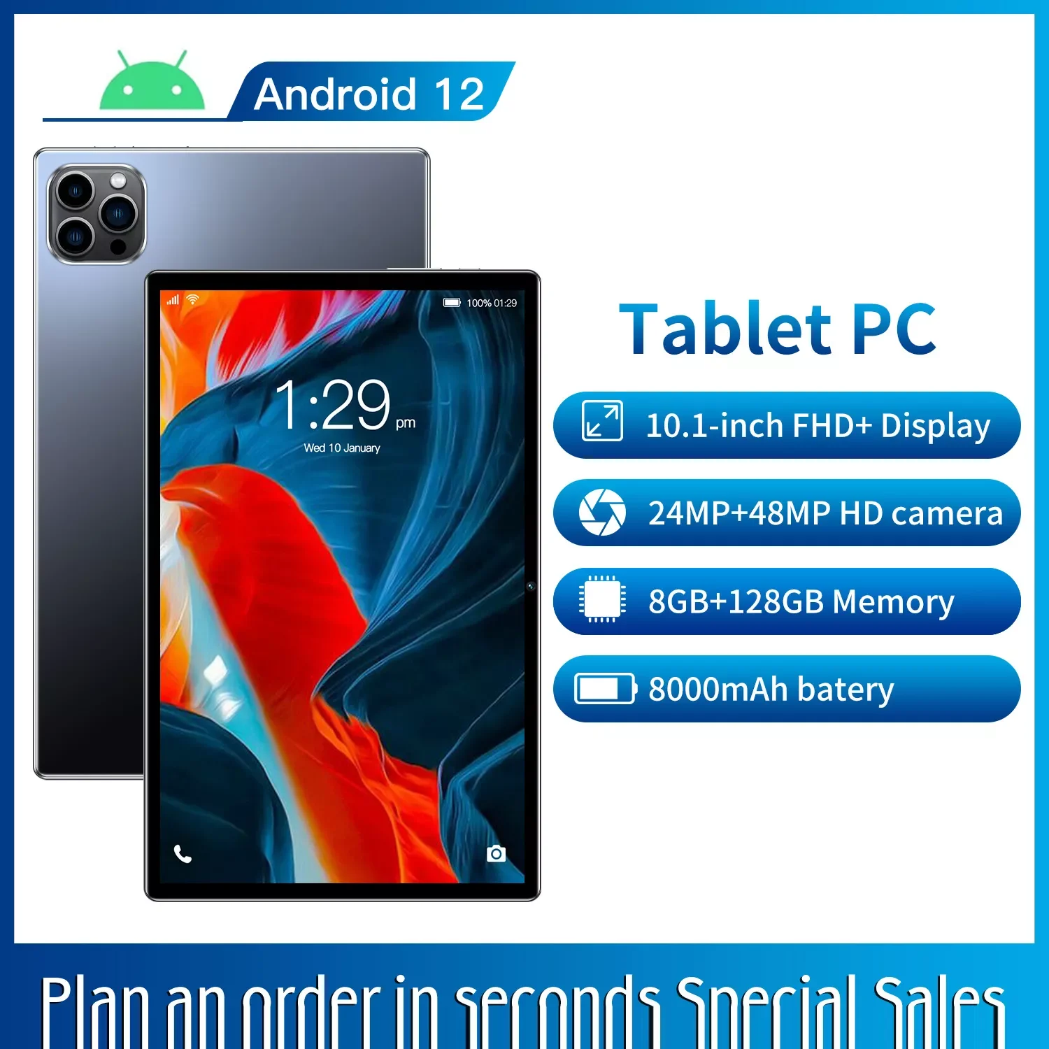

Global Firmware Tab P11 /K11 2K LCD Screen MTK Octa Core 4G /6G 64G /128GB Tablet Android 12 Pad 10.1nch