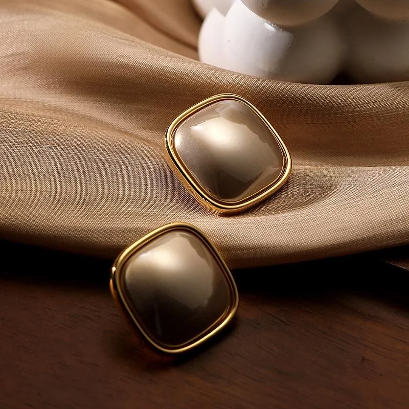 Simple Love ACC Private 2025 New Trendy Geometric Pearl High-Grade Silver Needle Earrings Women