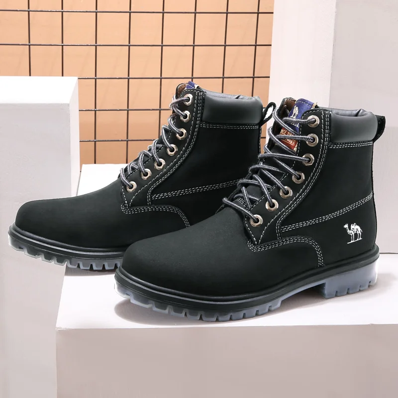 GOLDEN CAMEL Original Men's Boots Cushion Fashion Luxury Leather Shoes for Men 2023 New Martin Ankle Boot Tooling Textured Scrub