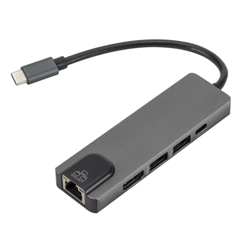 

Type-c HUB USB-C To HDMI-compatible USB3.0 Gigabit LAN Ethernet Docking Station Multi-Function USB C Hub for Macbook