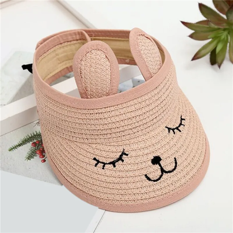 

Kids Straw Hats Summer Cute Cartoon Pattern Embroidery Children Baseball Hat Visor Cap Adjustable Cute Sun Hat for Boys Girls