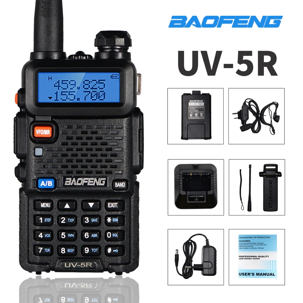 

Original Baofeng UV 5R 10KM CB Ham Radio Station Two-way Amateur VHF Powerful 8W /5W UV-5R Walkie-talkie Hunting Radios