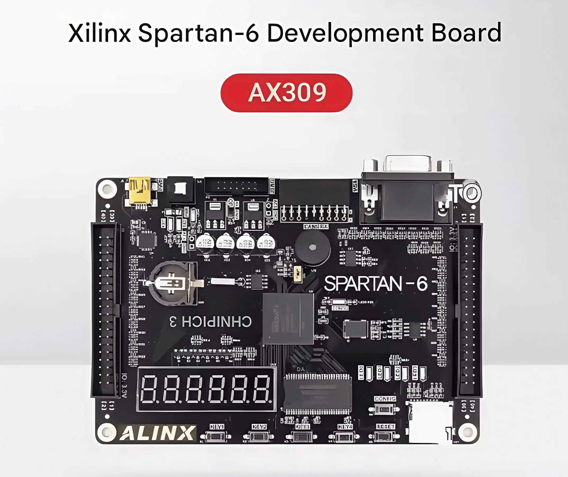Фото Плата разработки Xilinx Spartan-6 Fpga Ax309 Обучающая плата Spartan6 Xc6slx9 Студенческая доска №1
