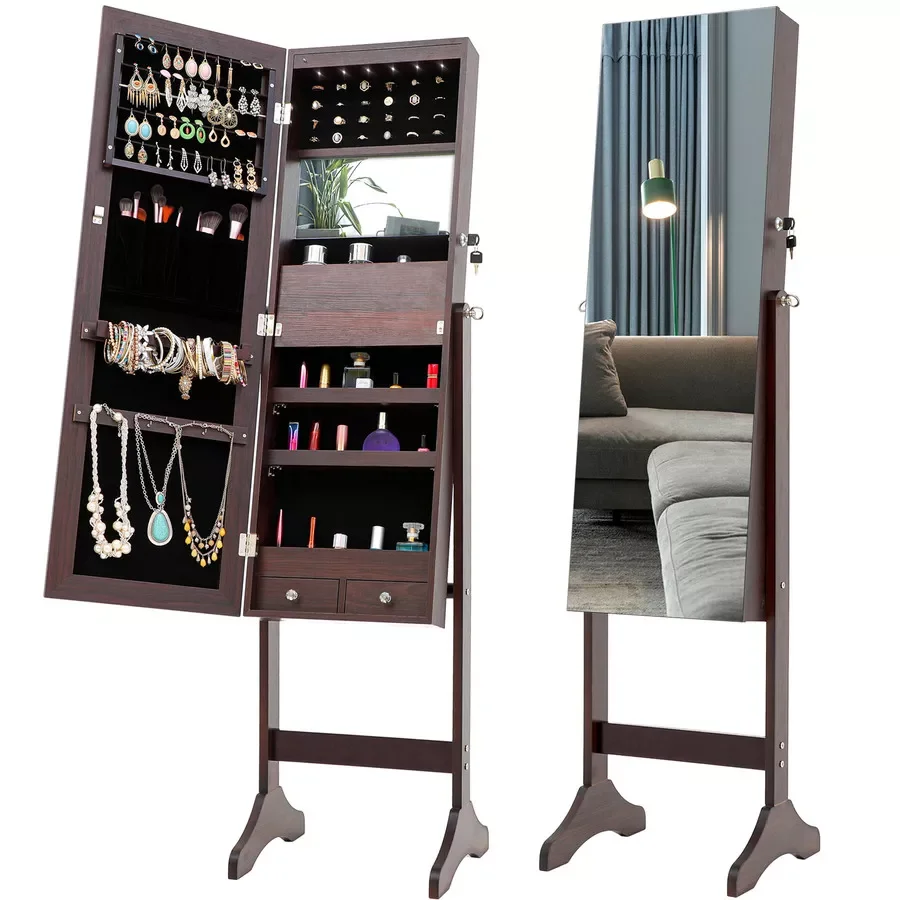 

Modern Bedroom Makeup Mirror Cabinet Dresser for Living Room Home Jewelry Storage Mirror Cabinet with LED Light Dressing Mirror