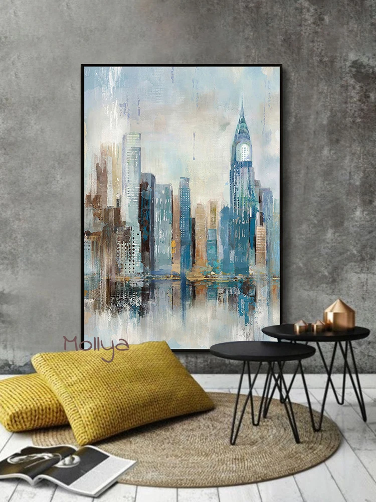 

Pure Handmade Abstract Oil Painting Eiffel Tower Landscape Poster Pictures Home Decoration On Canvas Wall Art For Living Room
