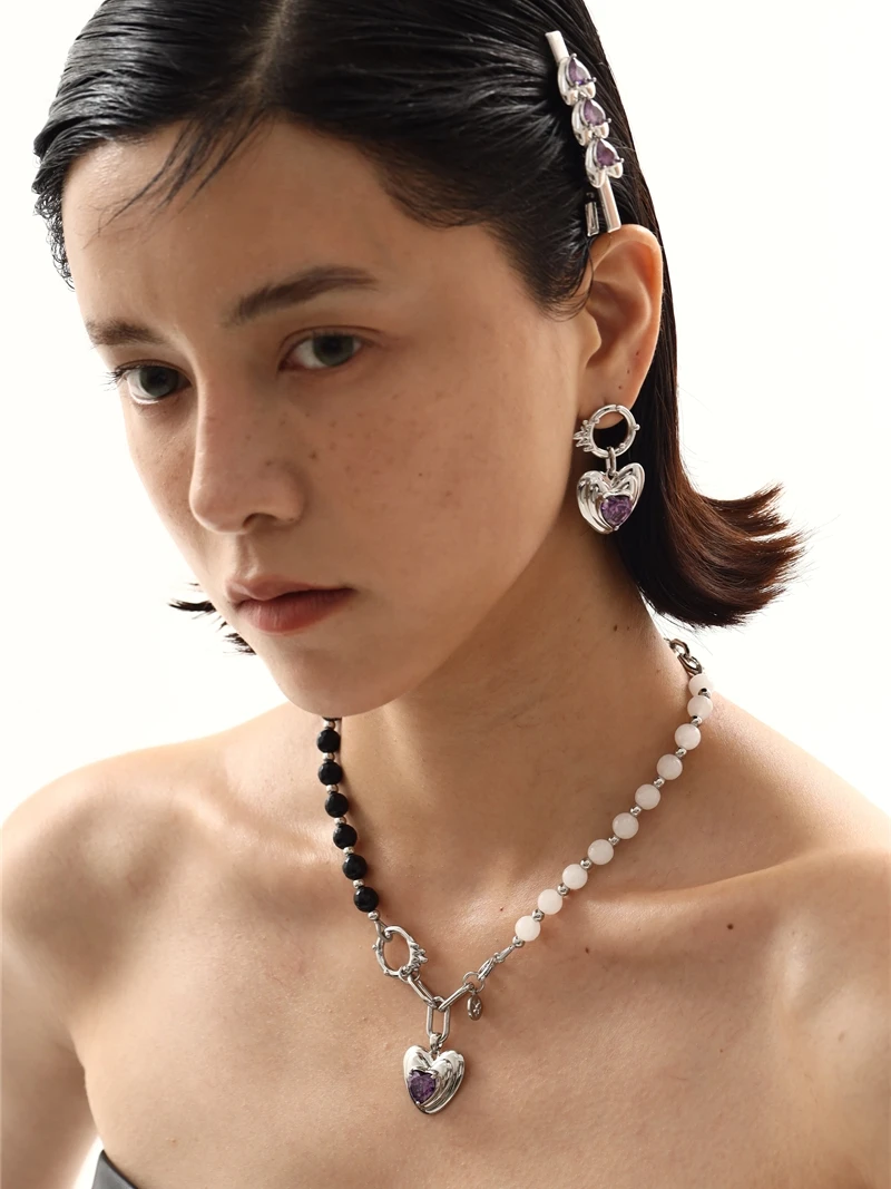 

Timeless Wonder Fancy Zirconia Heart Chains Necklace Women Designer Jewelry Goth Boho Kpop Ins Statement Party Set Emo Gift 3611