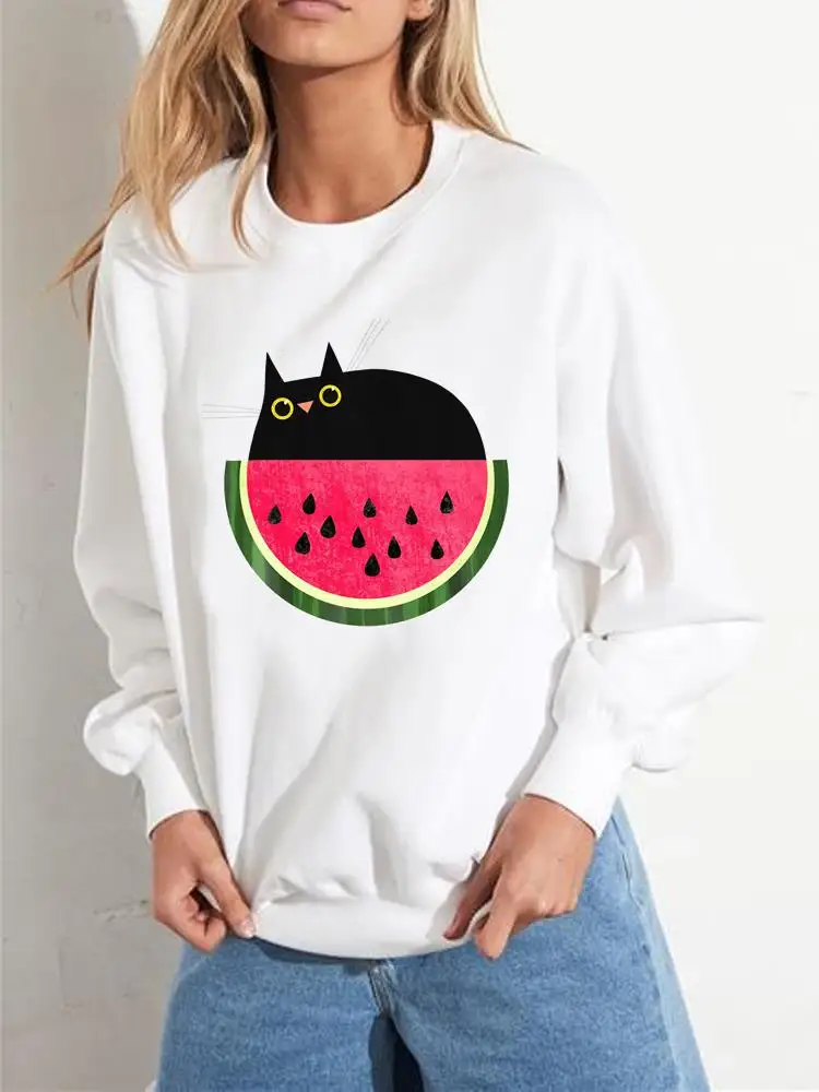 

Print Fashion Clothes Casual Clothing Graphic Sweatshirts Women Cat Watercolor Cartoon Cute Wear Autumn Spring Pullovers