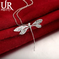 urpretty 925 sterling silver dragonfly pendant snake chain necklace 1618202224262830 inch for woman wedding party jewelry