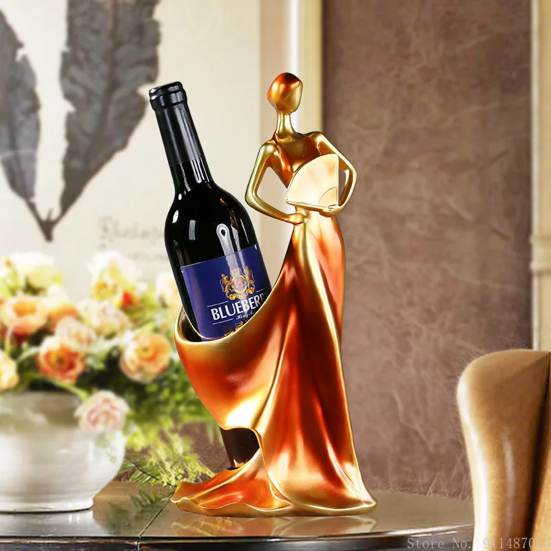 

Креативная Женская Стойка для винных бутылок, украшение в европейском стиле для дома, гостиной, украшение для винного шкафа, поделки из смол...