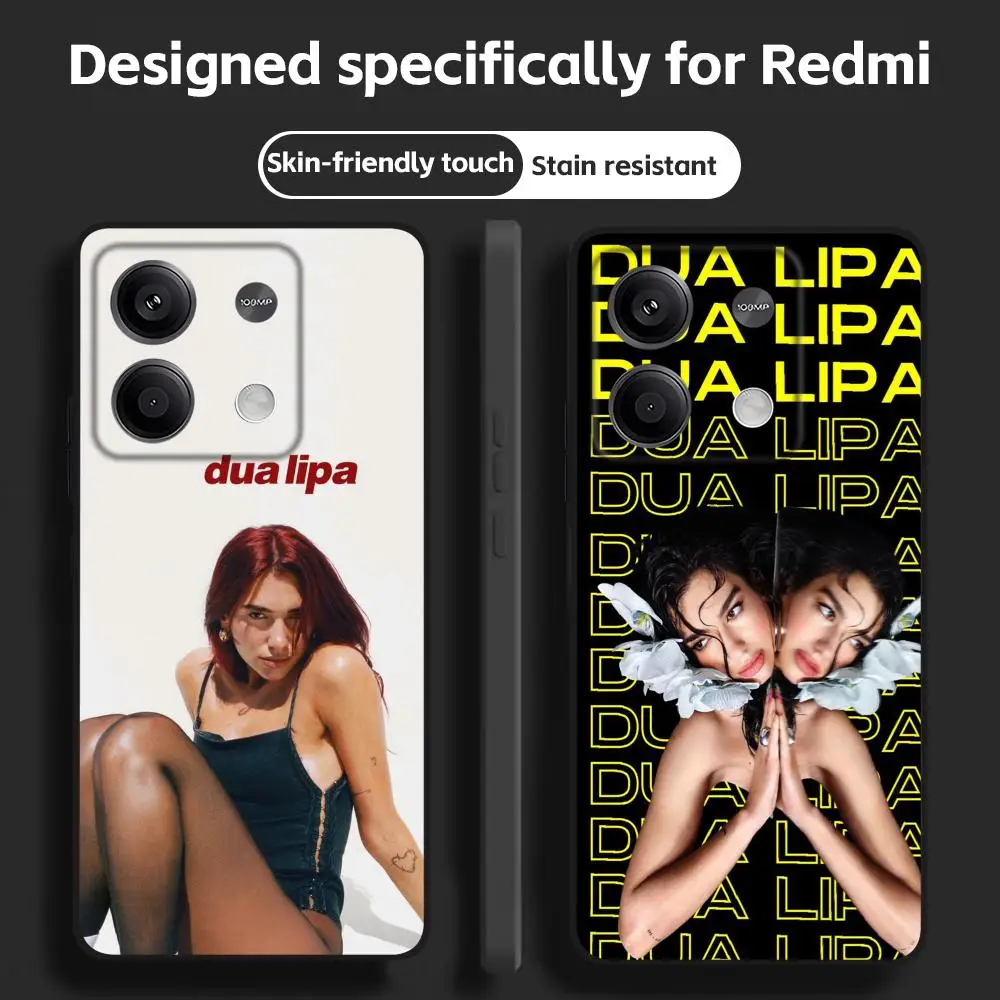 Фото Чехол для телефона с изображением певицы Дуа Липы для Redmi Note 17 15 14 13 12 11 Pro Plus S 5G, мягкий черный чехол. №1