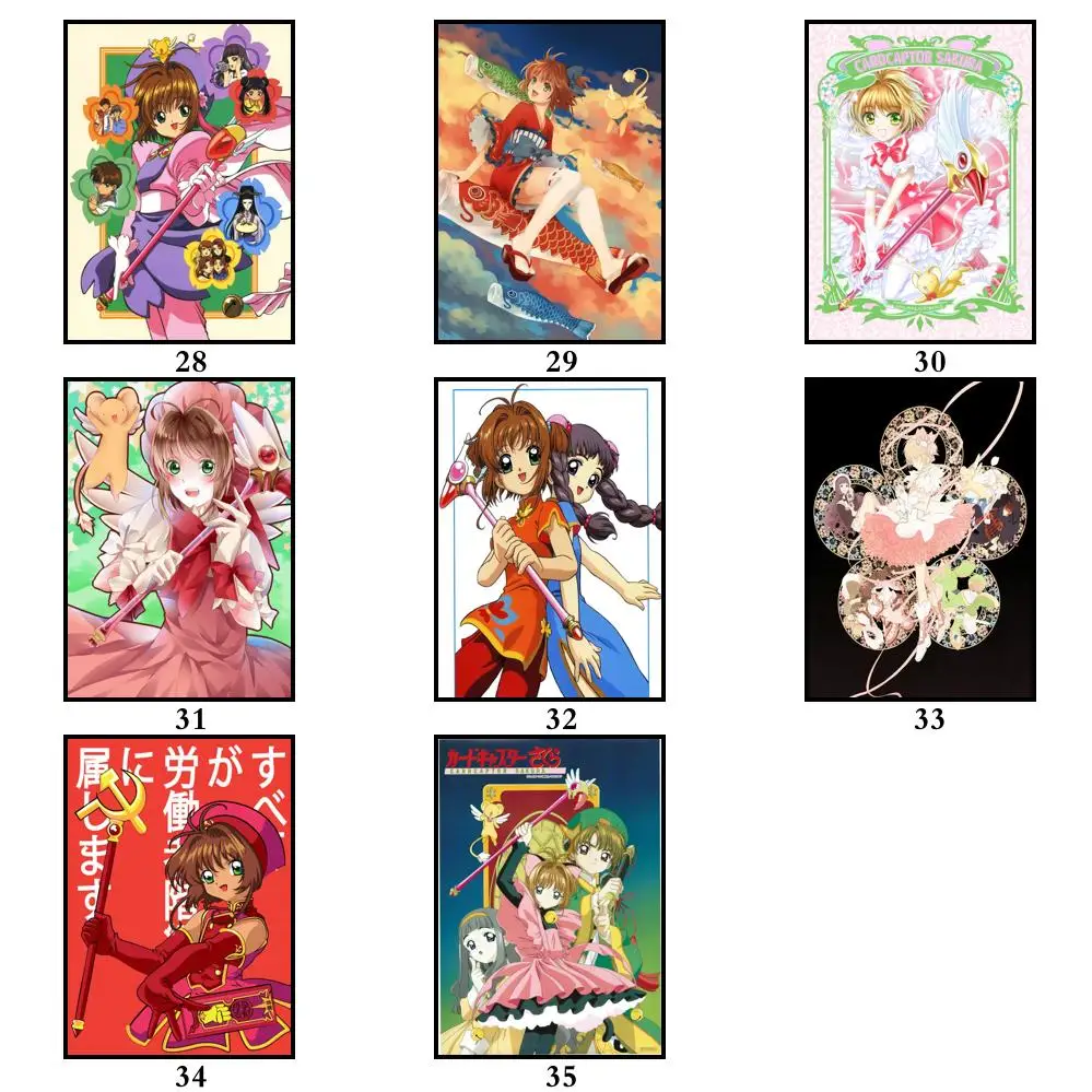 35 рисунков аниме карточки Captor Sakura Whitepaper постер мультфильм искусство живопись