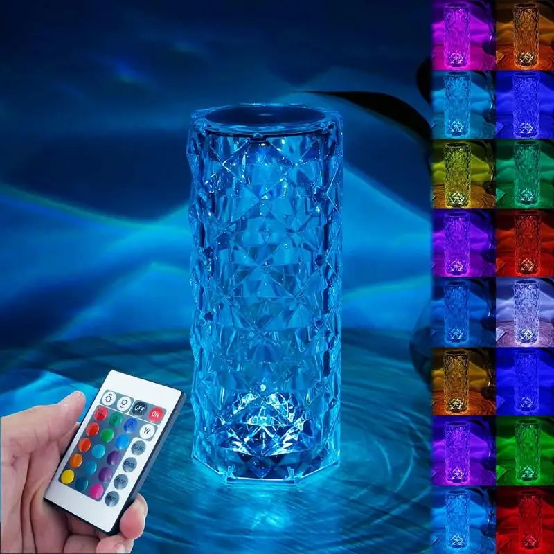 

3/16 Colors LED Crystal Table Light Remote Diamond Atmosphere Lamps For Dinner Wedding Home Decoration USB Touch Night Lights