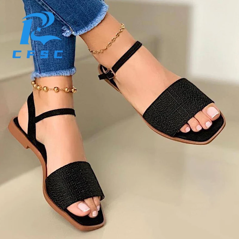 

Summer Women Shoes Sandals Ladies Fashion Roma Peep Toe Slip-On Sandalias Casual Shoes Females Beach Large Size 43 Flat Shoes
